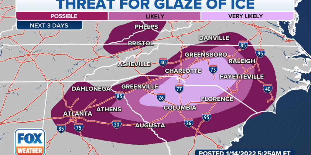 Significant ice accumulations, power outages expected in Southeast from