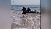 Lifeguards rescued dog with Jet Ski off Los Angeles beach