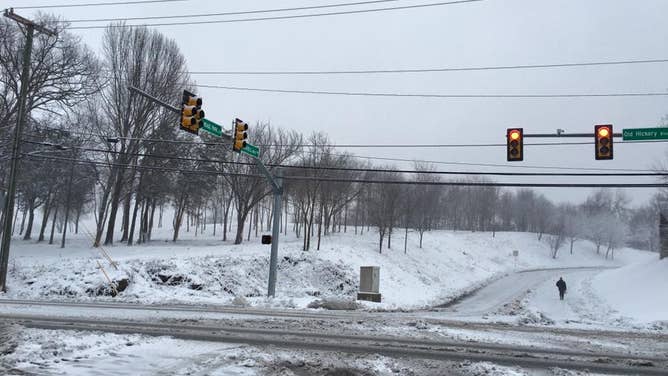 Roads are impassable in Middle Tennessee following a winter storm on Jan. 22-23, 2016, that dropped more than 6 inches of snow across the Nashville area.