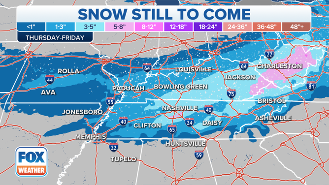 Snow forecast in the mid-South.