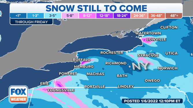 Snow forecast through Friday, Jan. 7, 2022.