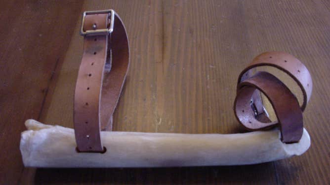 A replica of bone skates from 1800 B.C.