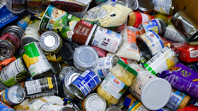 A pile of canned goods.