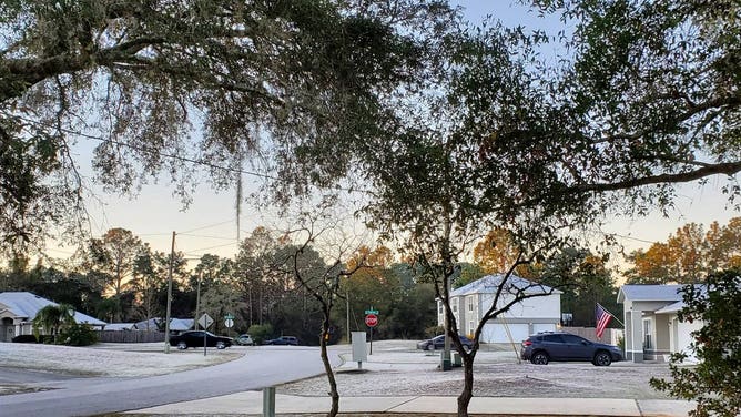 Frost covers yards in Deltona, Florida on Jan. 24, 2022.