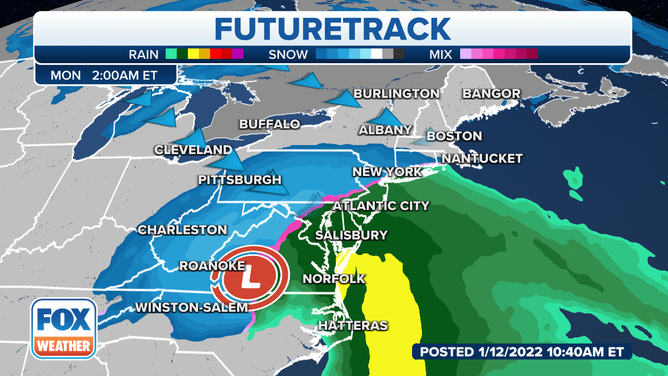 Forecast for early Monday morning, Jan. 17, 2022.