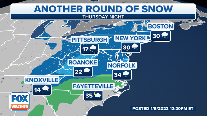 Forecast for Thursday night, Jan. 6, 2022.