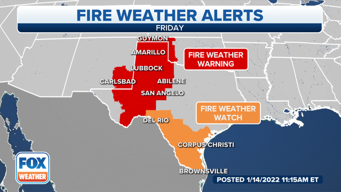 Southern Plains Fire Alerts 1-14-22