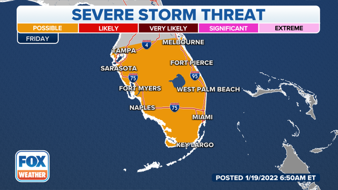 Severe thunderstorm threat on Friday, Jan. 21, 2022.