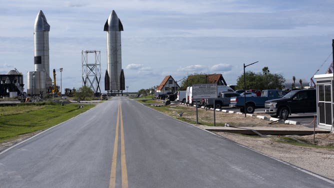 The Space Exploration Technologies Corp. (SpaceX) Starbase launch facility under construction in Boca Chica, Texas, U.S., on Sunday, Oct. 17, 2021. From a sprawling factory outside Austin to a property-buying binge on the Gulf Coast, Elon Musk is making an imprint in a state that has long welcomed eccentric outsiders. Photographer: Mark Felix/Bloomberg via Getty Images