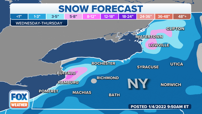 Snow forecast through Thursday, Jan. 6, 2022.