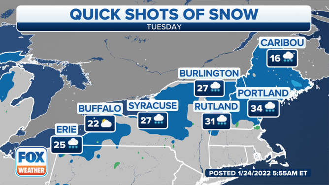 Forecast for Tuesday, Jan. 25, 2022.