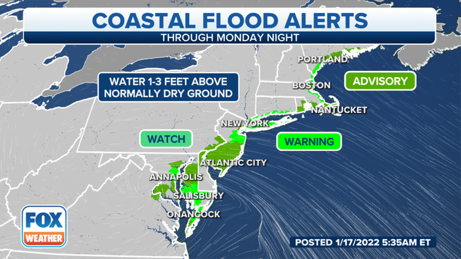 Northeast coastal flood alerts