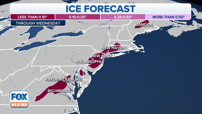 Ice forecast through Wednesday morning, Jan. 5, 2022.