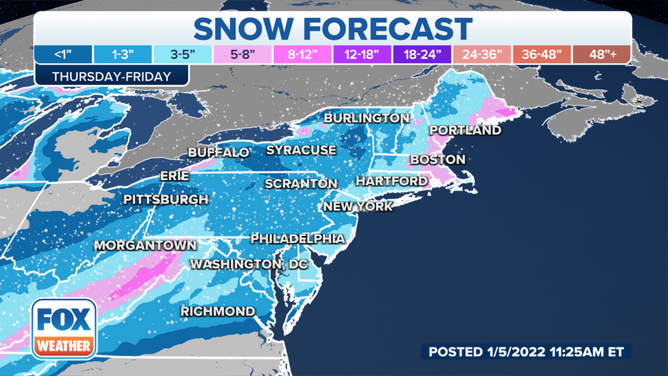 Snow forecast in the Northeast.