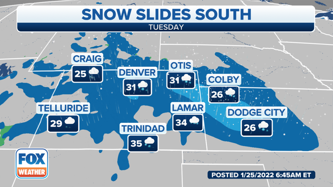 Forecast for Tuesday, Jan. 25, 2022.