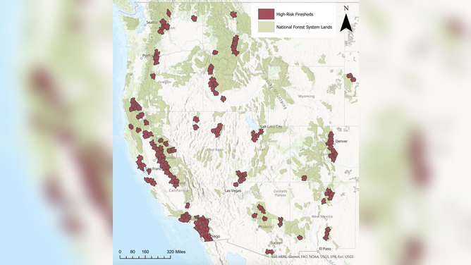 USDA high-risk firesheds map
