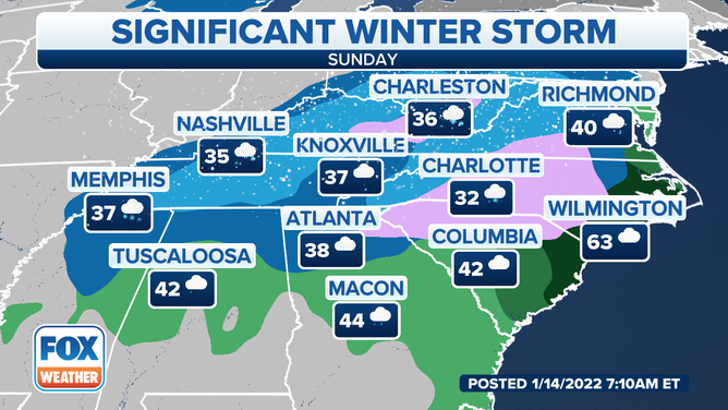 Forecast for Sunday, Jan. 16, 2022.