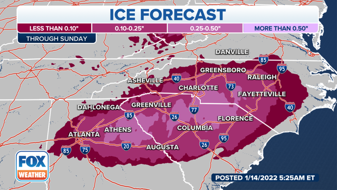 Ice forecast through Sunday, Jan. 16, 2022.