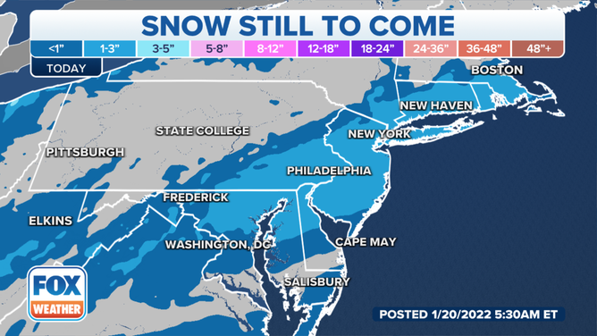 Snow forecast through Thursday, Jan. 20, 2022.