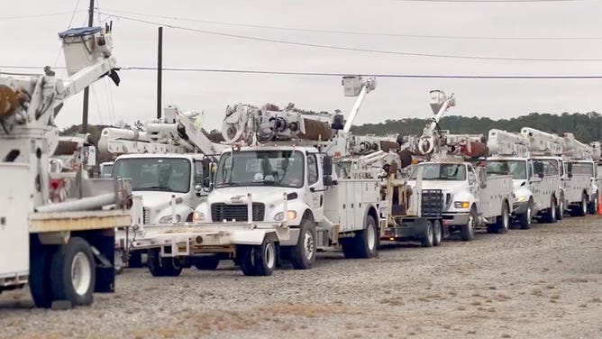 Duke Energy crews staging in Wilmington, North Carolina 1/21/22
