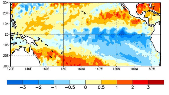 La Nina conditions Jan 2022