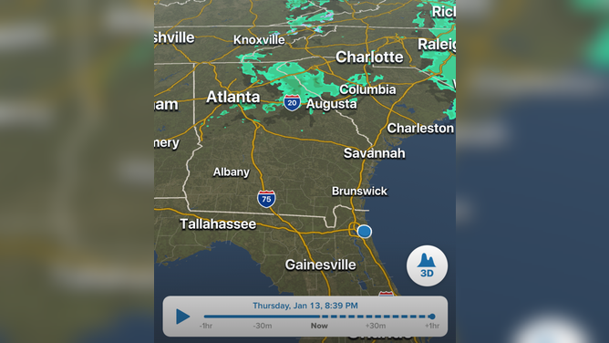 The FOX Weather app can show you where rain and snow will fall in the future.