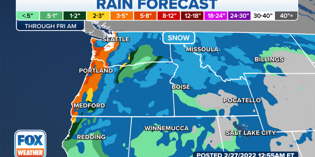 Pacific Northwest remains unsettled this week as heavy rain, snow move ...