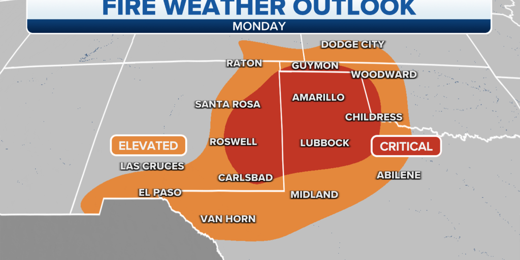 Critical fire danger Monday for Southern Plains then dangerous cold ...