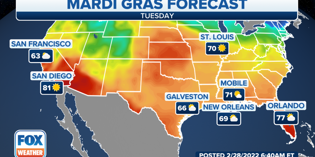 Here's the Mardi Gras forecast for 7 cities with big celebrations Here's the Mardi Gras forecast for 7 cities with big celebrations