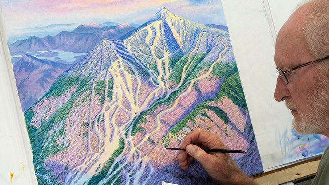 Artist James Niehues has spent over three decades hand-painting ski maps.
