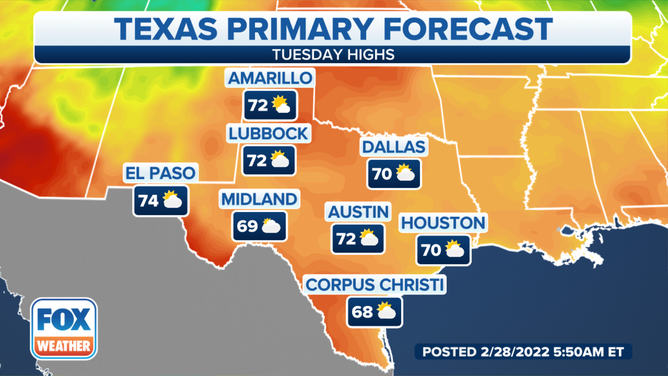 Forecast for Tuesday, March 1, 2022.