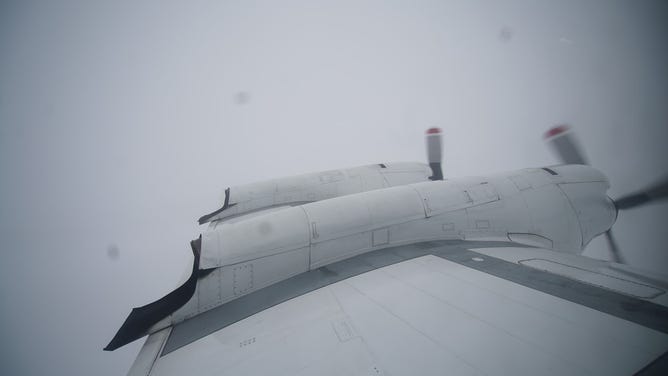 The P-3 flies through a snowstorm somewhere between Kentucky and Indiana on Thursday, February 3, 2022. (Image: NASA's Goddard Space Flight Center)