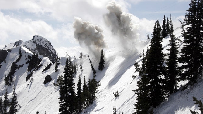 In Washington, explosives are used for avalanche control on one of the ridges over the highway.