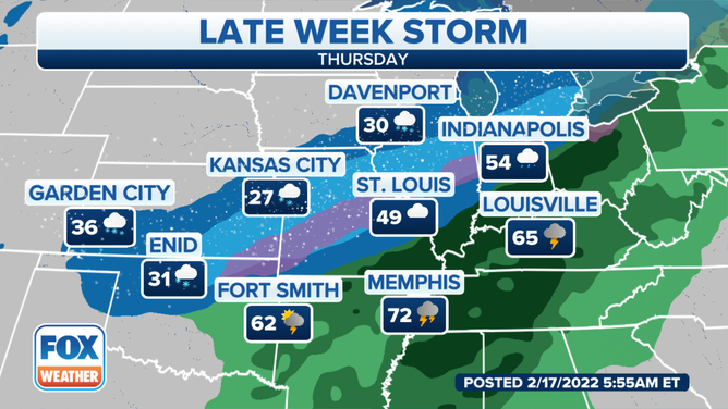 Forecast for Thursday, Feb. 17, 2022.