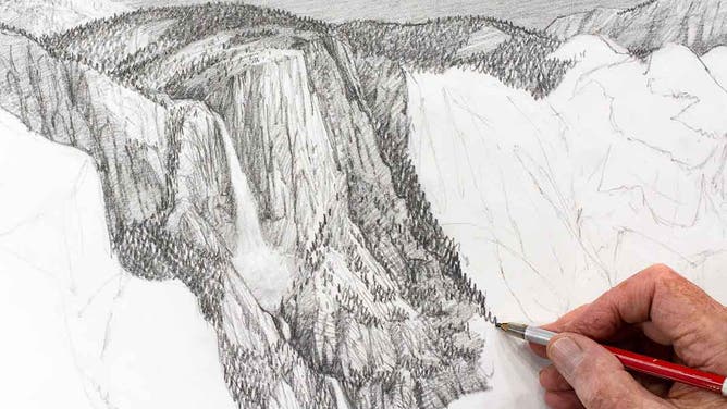 Niehues sketches Yosemite National Park in California.