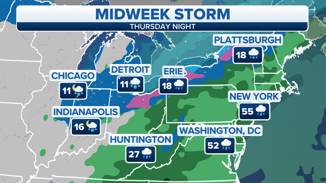 Forecast for Thursday night, Feb. 17, 2022.