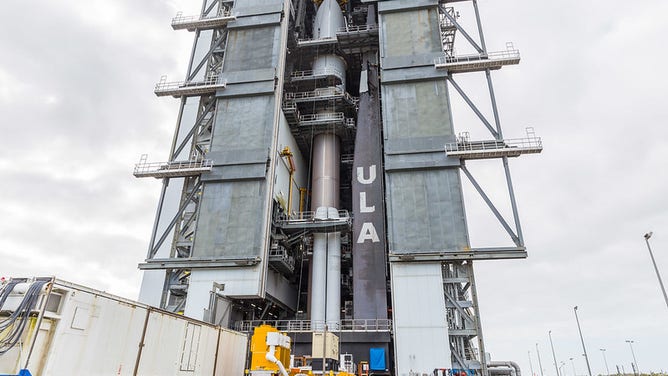 NOAA’s GOES-T mission is mounted atop its ride to space, the United Launch Alliance (ULA) Atlas V rocket, in preparation for launch for NASA’s Launch Services Program