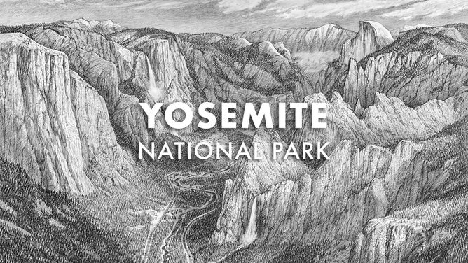 The final sketch of Yosemite National Park in California.