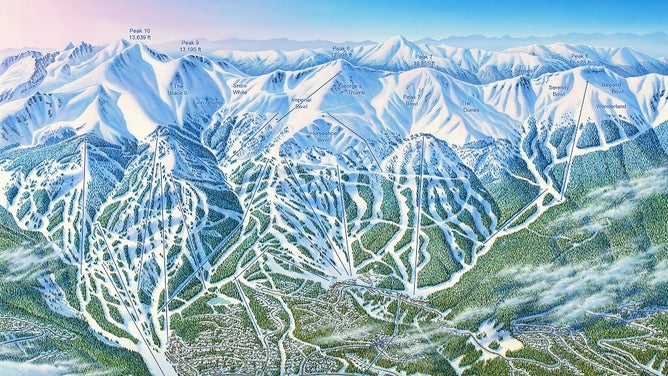 A ski map captures the slopes in Breckenridge, Colorado.