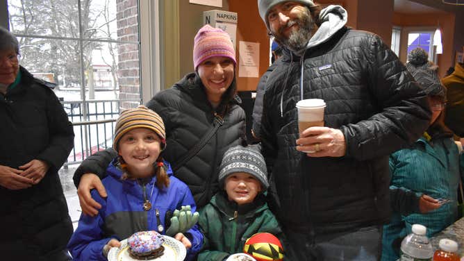One of the families who celebrated Ice Cream for Breakfast Day in Moonlight Creamery.