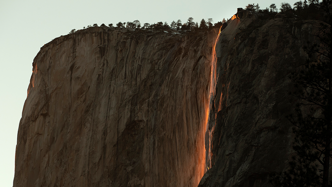 FILE YOSEMITE, CA - FEBRUARY 23: 'Firefall' is seen at Yosemite National Park on February 23, 2022 in Yosemite, California.