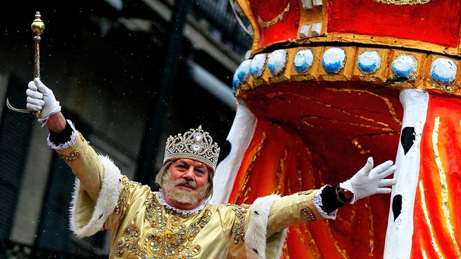 Rex, King of Carnival, parades down St. Charles Avenue during Mardi Gras.