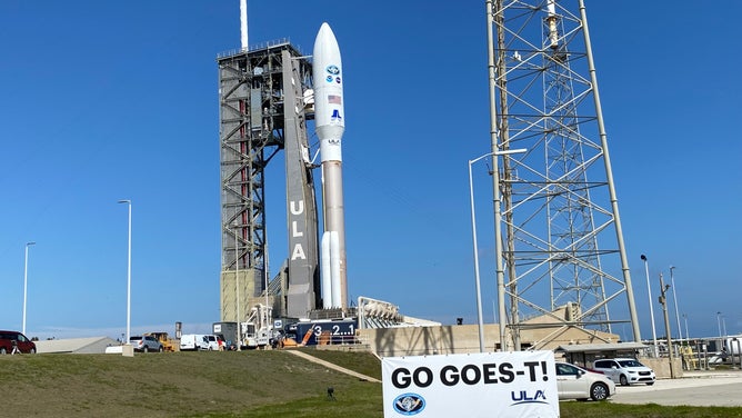 The Atlas V and GOES-T at SLS 41 at Cape Canaveral Space Force Station.
