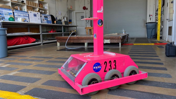 "Pinky" the weather-balloon releasing robot at Cape Canaveral Space Force Station.