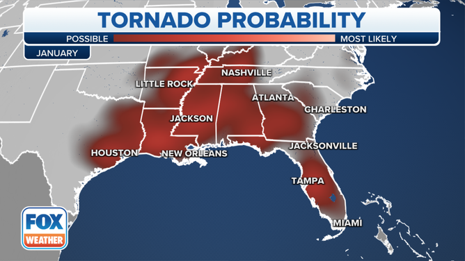 Here's where tornadoes are most likely to occur in each month