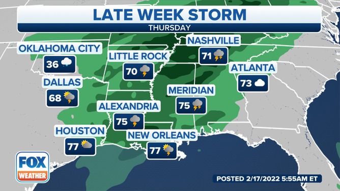 Forecast for Thursday, Feb. 17, 2022.