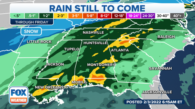 Rainfall forecast through Friday, Feb. 4, 2022.