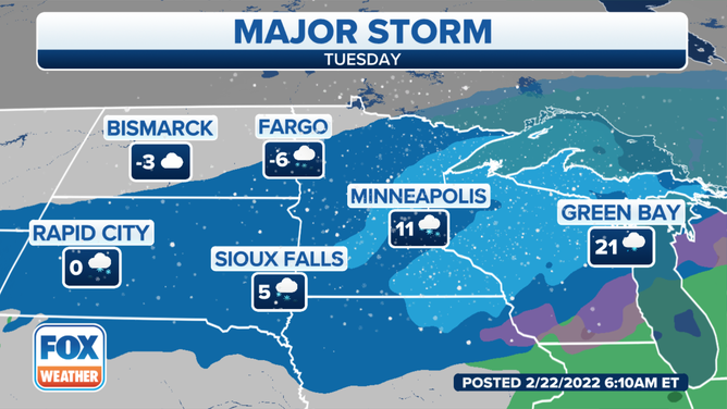 Forecast for Tuesday, Feb. 22, 2022.