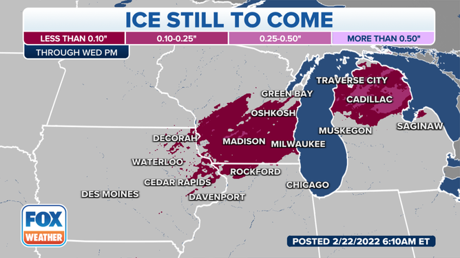 Ice forecast through Wednesday, Feb. 23, 2022.