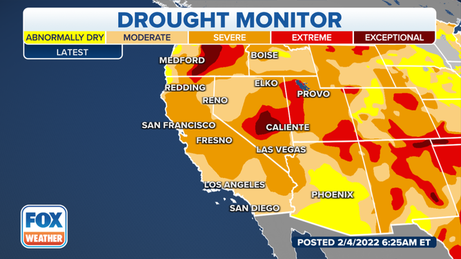 The current U.S. Drought Monitor for the western U.S.
